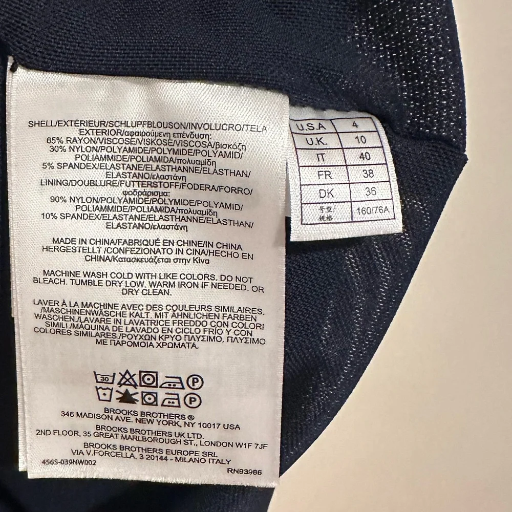 BROOKS BROTHERS VNECK SHORT SLEEVE NAVY BLUE PONTE FITTED CAREERWEAR DRESS 4